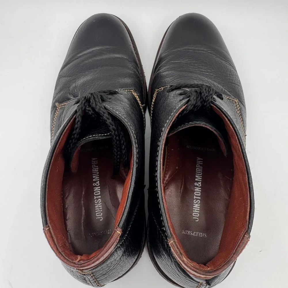 Johnston & Murphy Black Leather Copeland Chukka Boots Memory Foam Size 9M